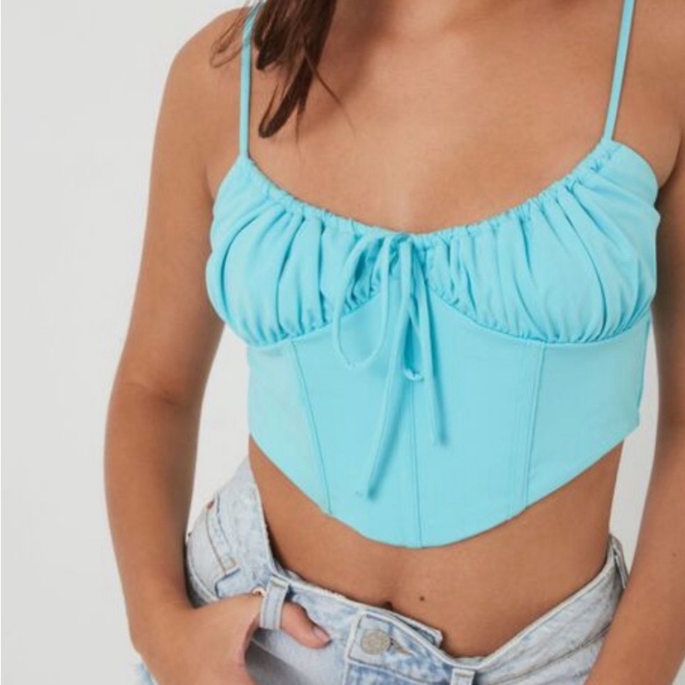GARAGE “Whitney Bustier Tank” Teal Blue. Size Medium